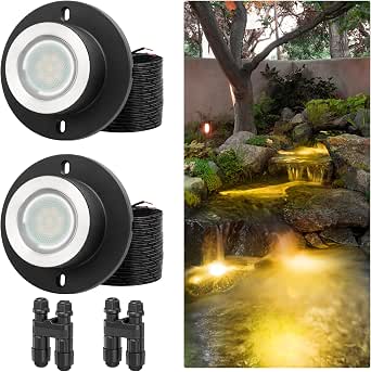 HIBOITEC 3W Underwater Pond Lights LED 2 Pack, Warm White 2700K