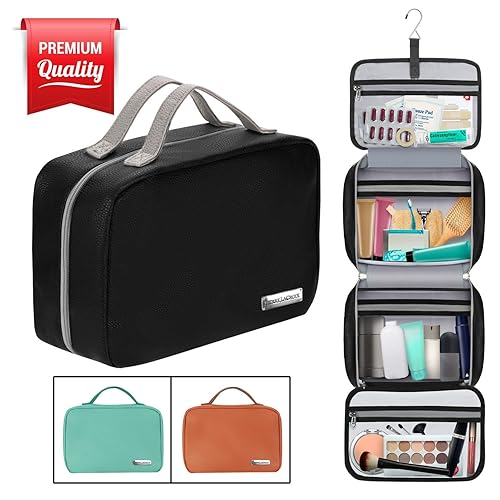 Neceser de viaje colgante para mujeres y hombres (100% a prueba de fugas y se dobla como una bolsa de cosméticos y maquillaje) Grande (34 x 11