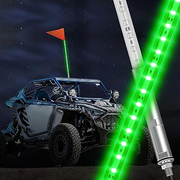 Nilight 1PCS 3FT LED Whip Light with Aluminum Base Green Color