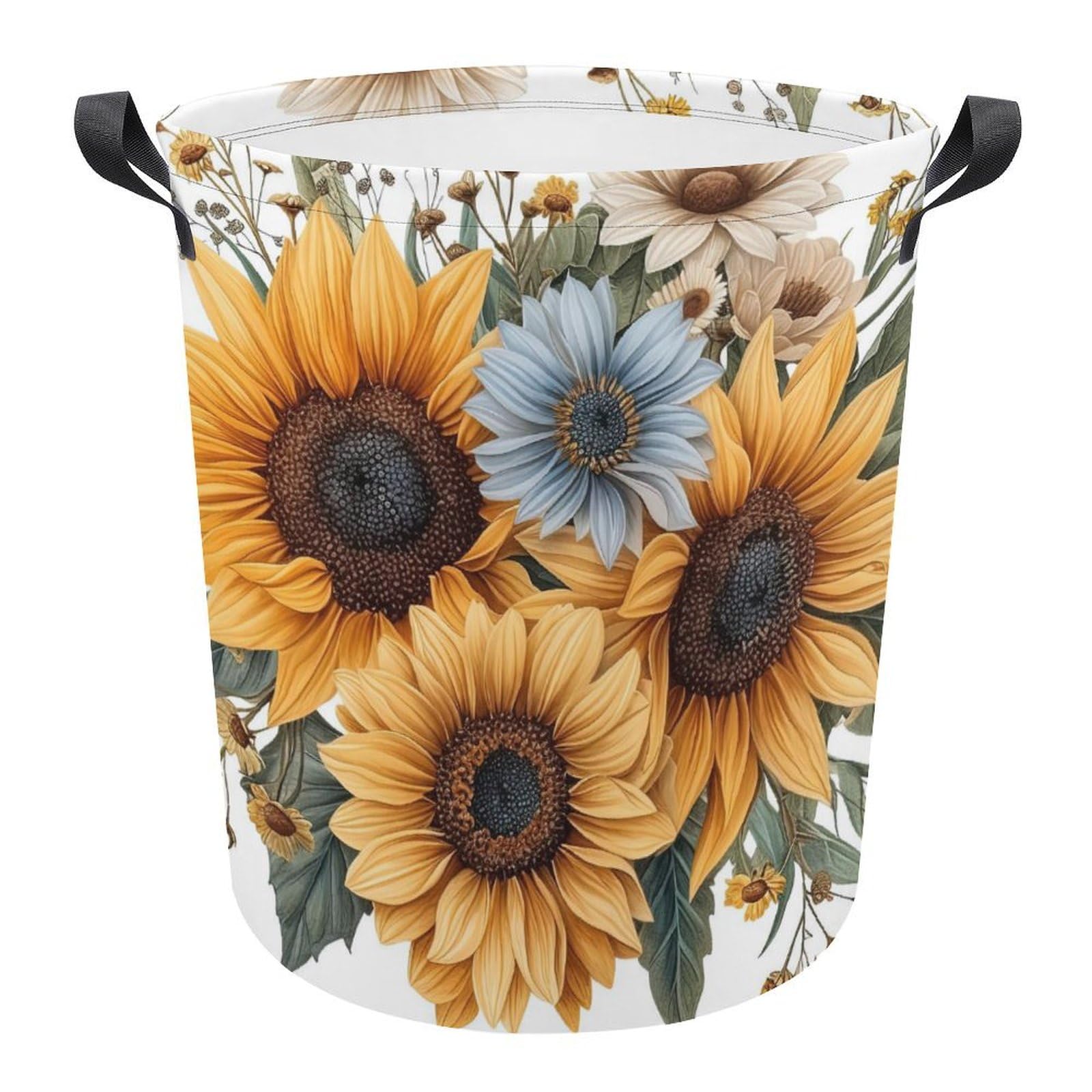 Ronda Cestos Para La Colada, Pétalo, Girasol Cubo Ropa Sucia Almacenaje Cesta Ropa Sucia Moderno Ronda Cesta De Lavadero Para Baño Colegio Habitacion 34X42Cm