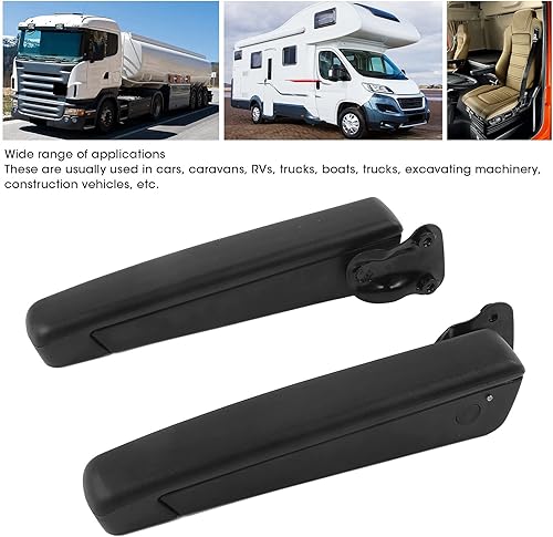 Miniatura 4 de KIMISS Mango de asiento, par de reposabrazos ajustable para asiento de coche, resistente a los golpes, esponja de poliuretano, color negro,