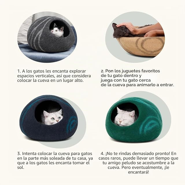 Foto 6 de 7 de MEOWFIA Cueva de Cama para Gatos de Fieltro Premium