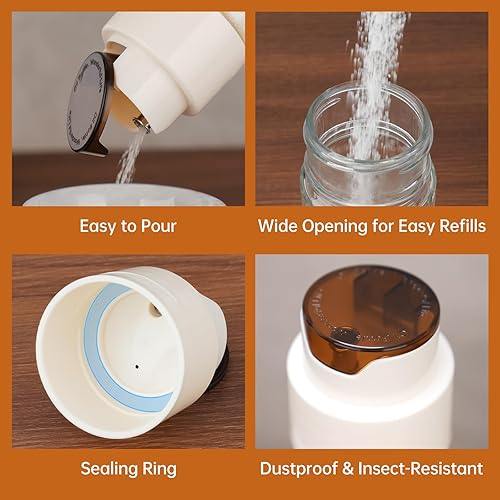 Miniatura 3 de NiHome 16.9 OZ Sugar Dispenser with Automatic Pouring Switch for Home, Kitchen, Coffee Station, Large Capacity Glass Jar for Sugar, Coffee Creamer