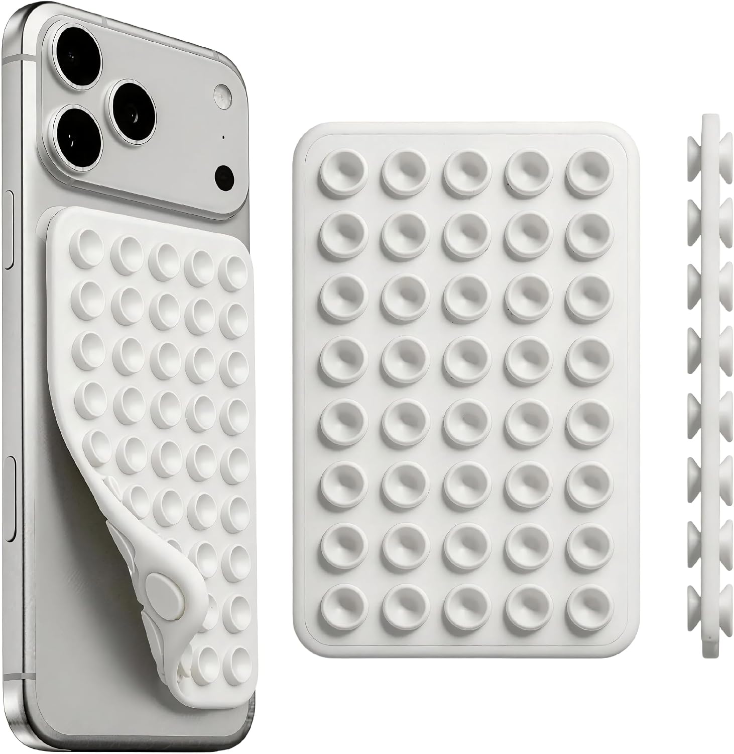 Double Sided Octo Buddy Suction Cup Phone Mount - Silicone Sticky Phone Grip with Higher Suction Power for Effortless Hands-Free Selfies & Videos, Reusable Silicone Phone Suction Grip（White）