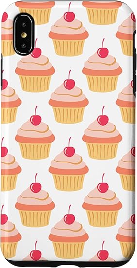 Amazon Iphone Xs Max かわいいカップケーキイラスト レトロ マフィン フードプリント ホワイト ピンク スマホケース 家電 カメラ オンライン通販