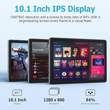 10.1 Inch Android Tablet, Android 14 Tablets with 128GB+8(4+4 Expand) GB, 2.4+5G WiFi Tablet PC with FHD IPS Touch Screen, Dual 13MP+5MP Camera, Dual Stereo Speakers, Bluetooth5.0, GPS