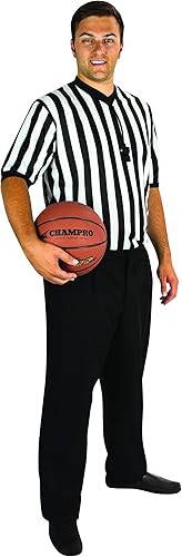 Miniatura 3 de Camisa de árbitro de baloncesto Champro Dri-Gear de color negro y blanco XS-3XL