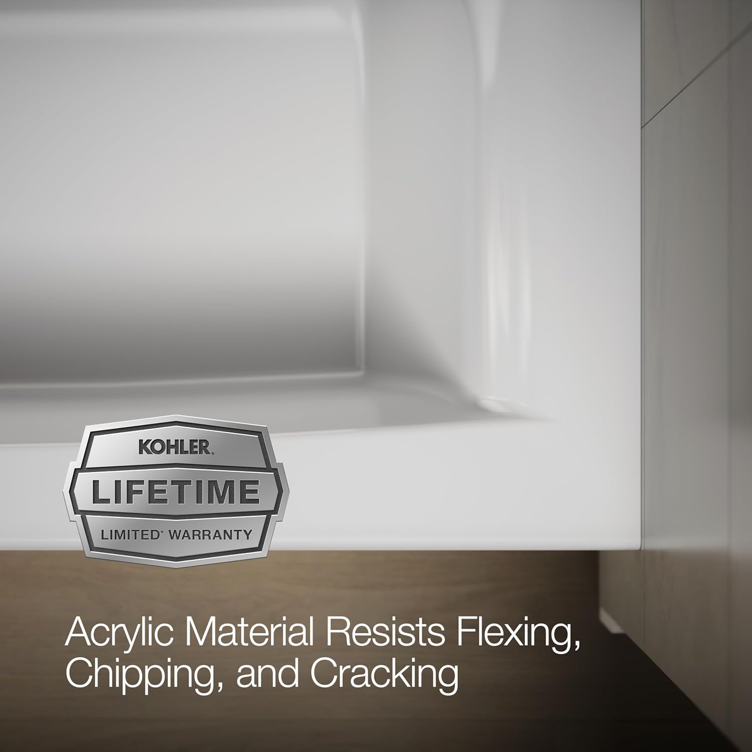 Kohler K-26108-LA-0 Entity 60" x 32" Alcove Bath, Left Drain, White - Image 11