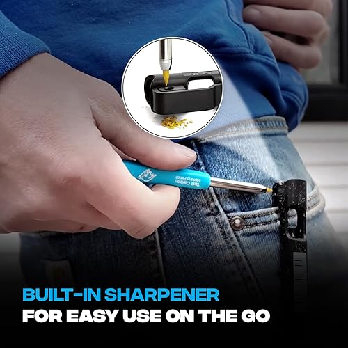 Miniatura 6 de OX Tools - Juego mecánico de lápices de carpintero - Lápiz de construcción resistente con clip para cinturón, sacapuntas, soporte y 4 minas