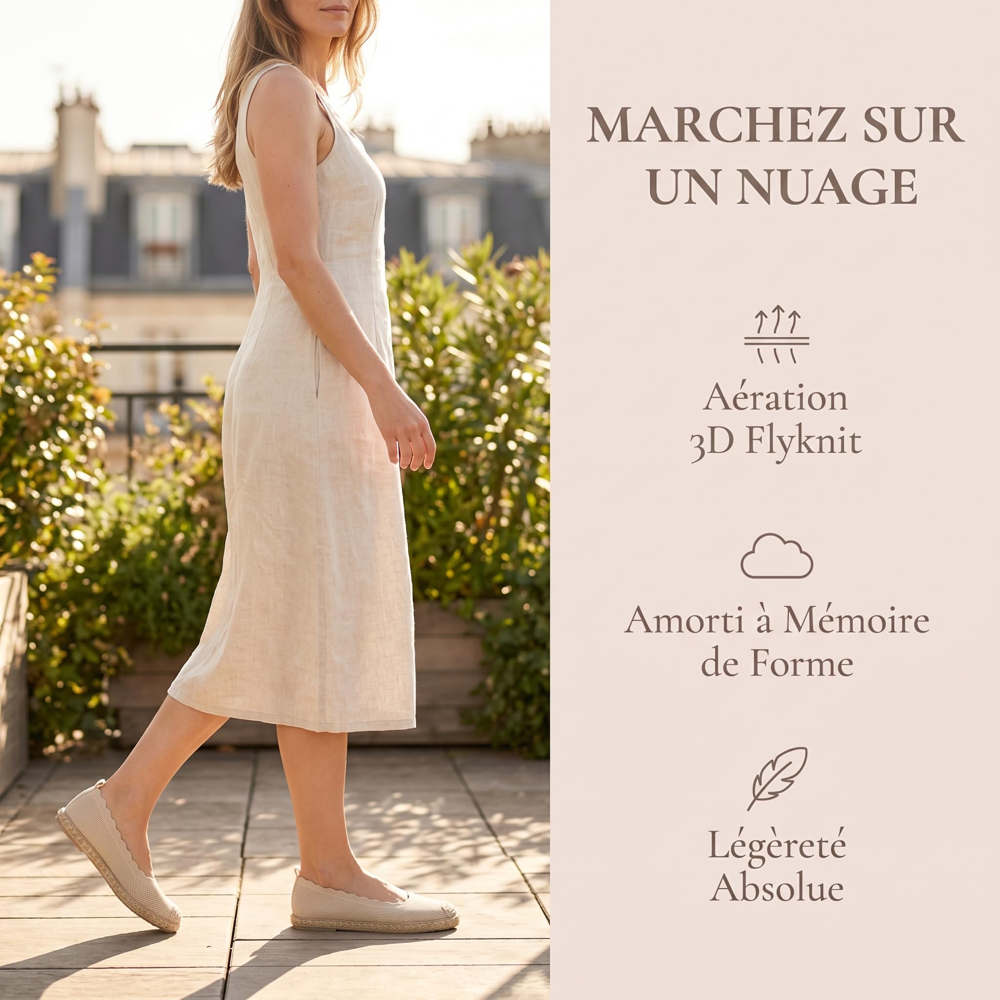 GLAMORA Espadrilles d'été pour femme bicolore en tricot respirant avec semelle en sparte Chaussures plates sans lacets