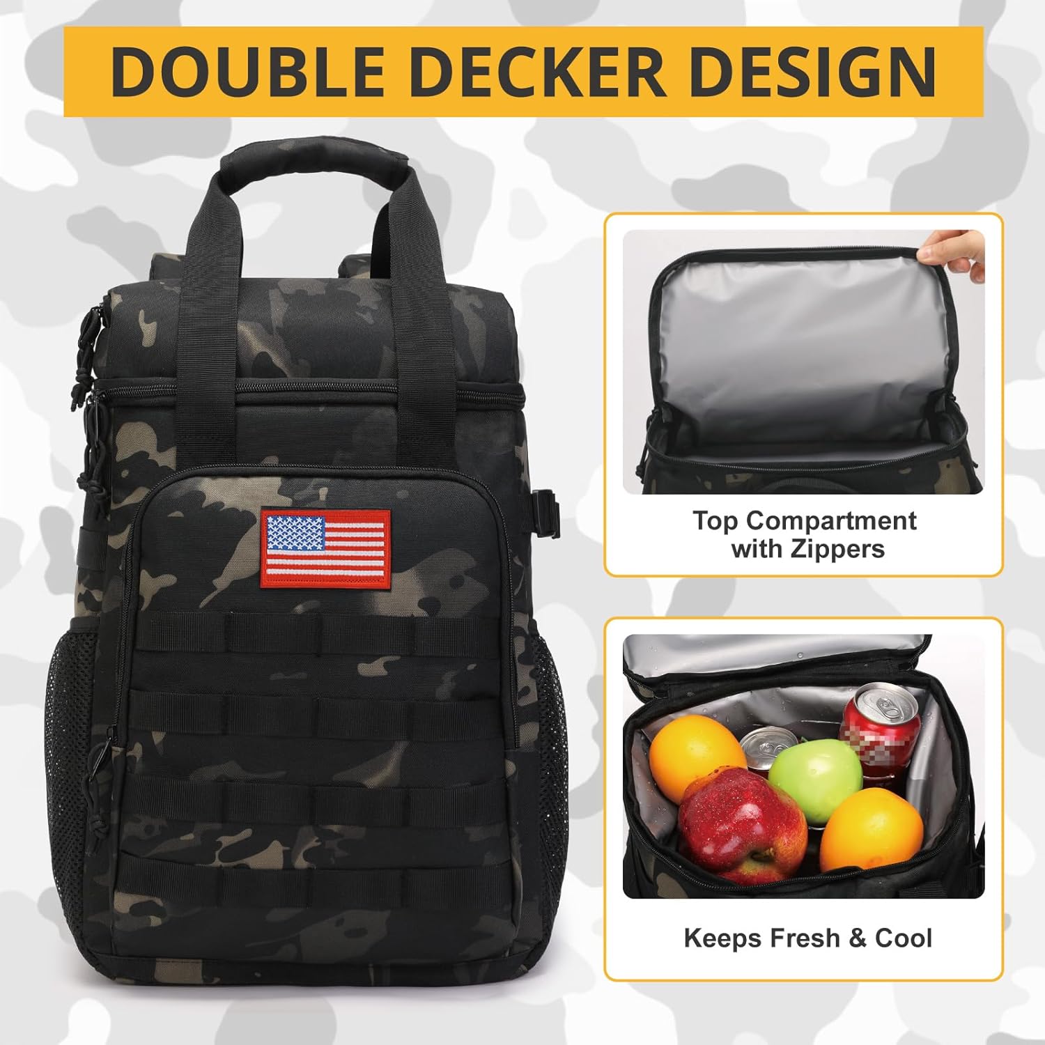 Tactical Backpack Cooler,Lunch Backpack for Men Adults Work with Handle，Soft Cooler Backpack Insulated Waterproof Leak Proof - Image 5