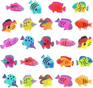 Plastic Fish, 24 Pcs Random Mini fish t0ys, Sea Creature t0ys, Mini Tropical Fish Party Supplies