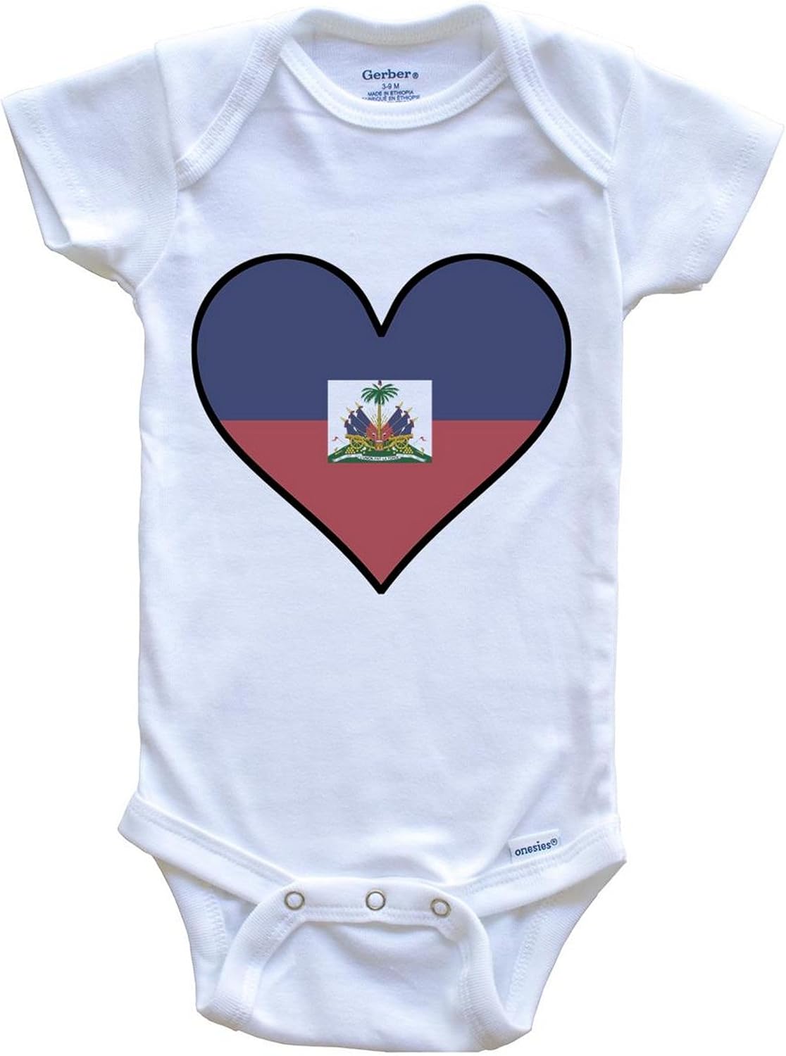 Really Awesome Shirts Haitian Flag One Piece Baby Bodysuit - Cute Haitian Flag Heart - Haiti Baby Bodysuit