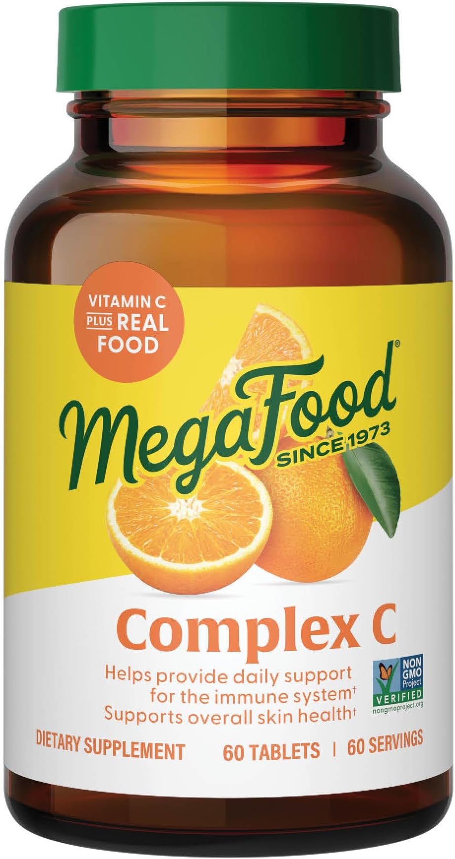 Complex C - Vegan Vitamin C Immune Support Supplement, Vitamin C Supplement Made with Real Food Including Orange, Cranberry & Brown Rice, Gluten-Free - 60 Tablets, 60 Servings