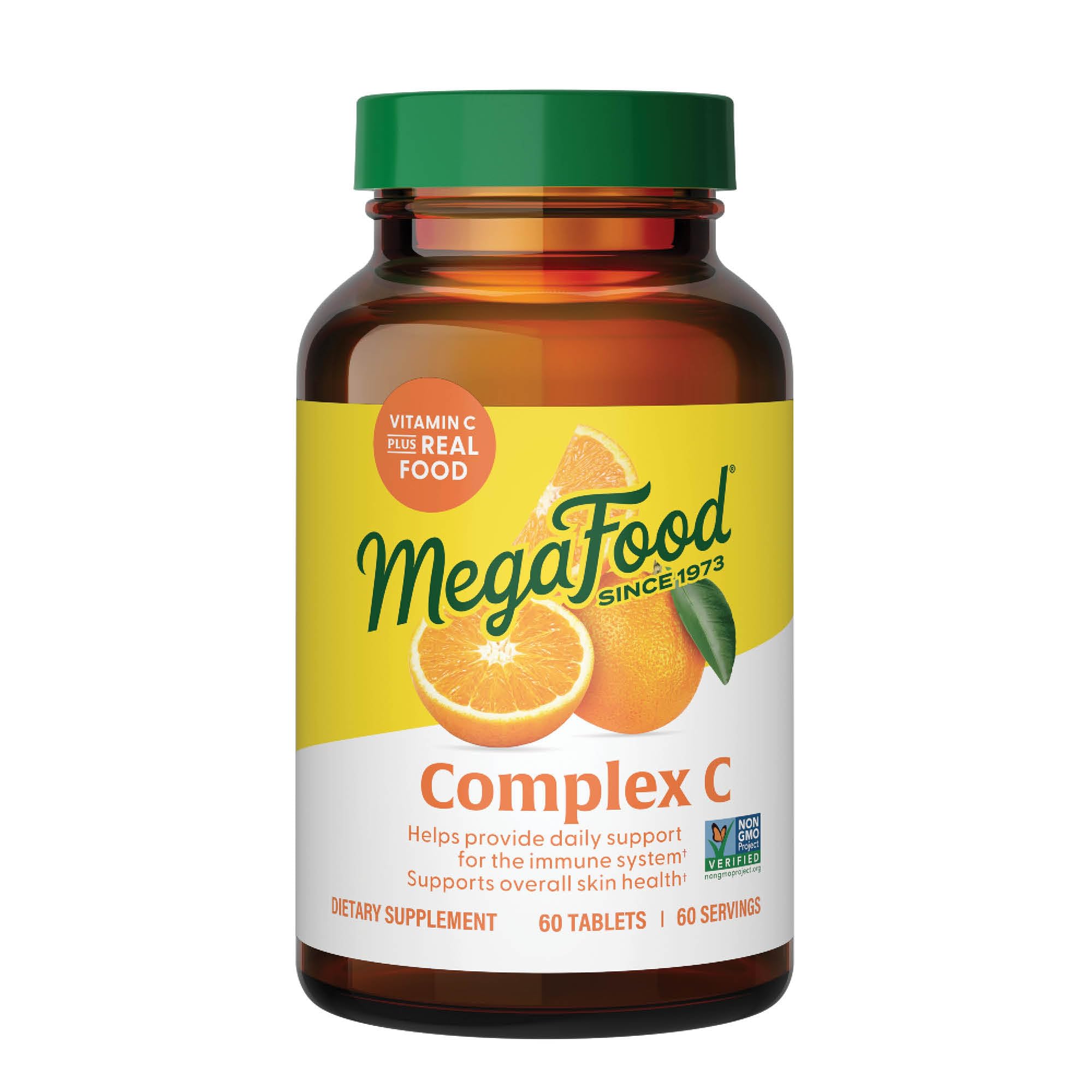 MegaFood Complex C - Immune Support - A Daily Dose of Vitamin C Delivered With Real Food - Vegan - Non-GMO - Gluten Free, Made Without 9 Food Allergens - 60 Tabs