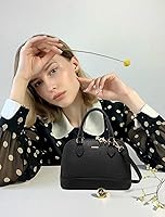 Vista 5 de Bolsos cruzados pequeños para mujeres, clásico, doble cremallera, asa superior, cartera de cúpula, bolso de hombro