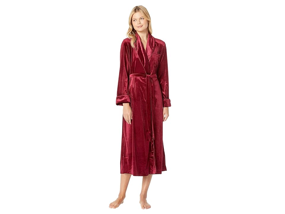 

LAUREN Ralph Lauren Velvet Long Shawl Collar Robe (Red) Women's Robe