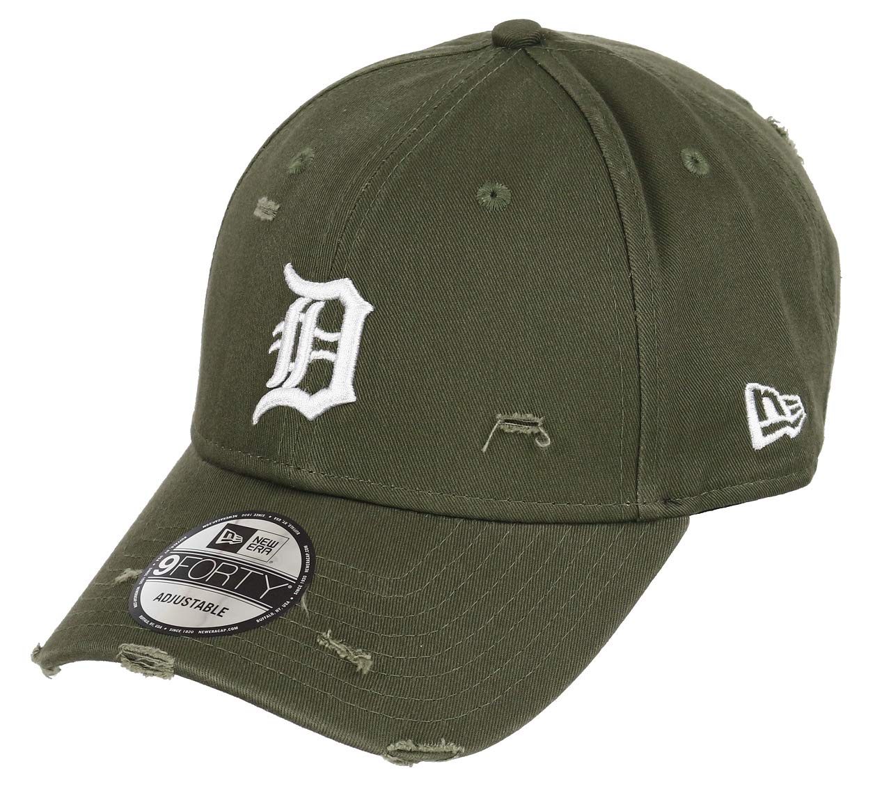 New Era Men's Olive Detroit Tigers 9Forty Adjustable Cap Distressed Seasonal - One-Size