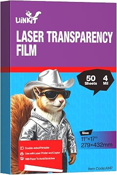 Uinkit Laser Transparency Film for Laser Printers & Copiers (50, 11x17)