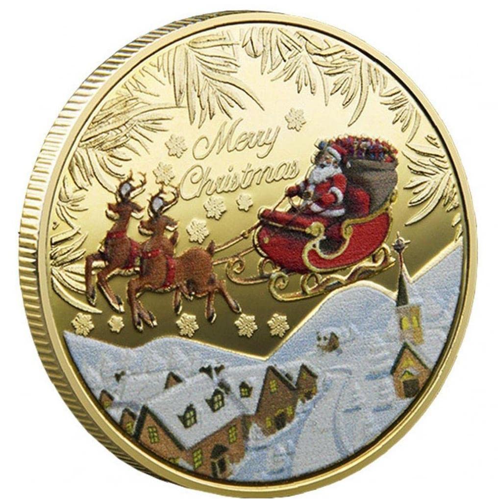 Danlai Gold Christmas Commemorative Coin, Merry Christmas Santa Claus Collectible Coins Souvenir Gift For New Year Xmas Stocking Stuffers