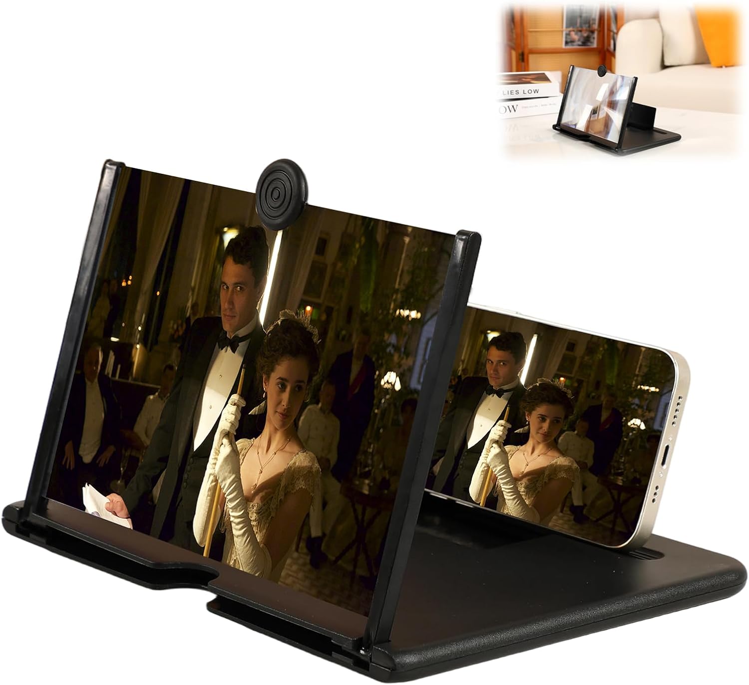 Screen Magnifier Version, 3D Ultra HD Mobile Phone Screen Magnifier, Foldable Mobile Phone Holder with Screen Amplifier for Movies, Videos and Gaming (10Inch)