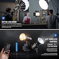 Vista 8 de NEEWER MS150B 130W Luz de vídeo LED bicolor, iluminación de fotografía portátil mini COB con control de aplicación, modo 2.4G, montaje Bowens
