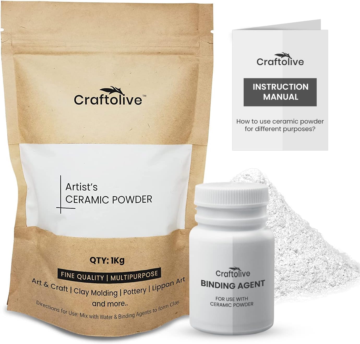 White Fine Quality Ceramic Powder for Art & Craft, DIY and Multipurpose 1 Kg