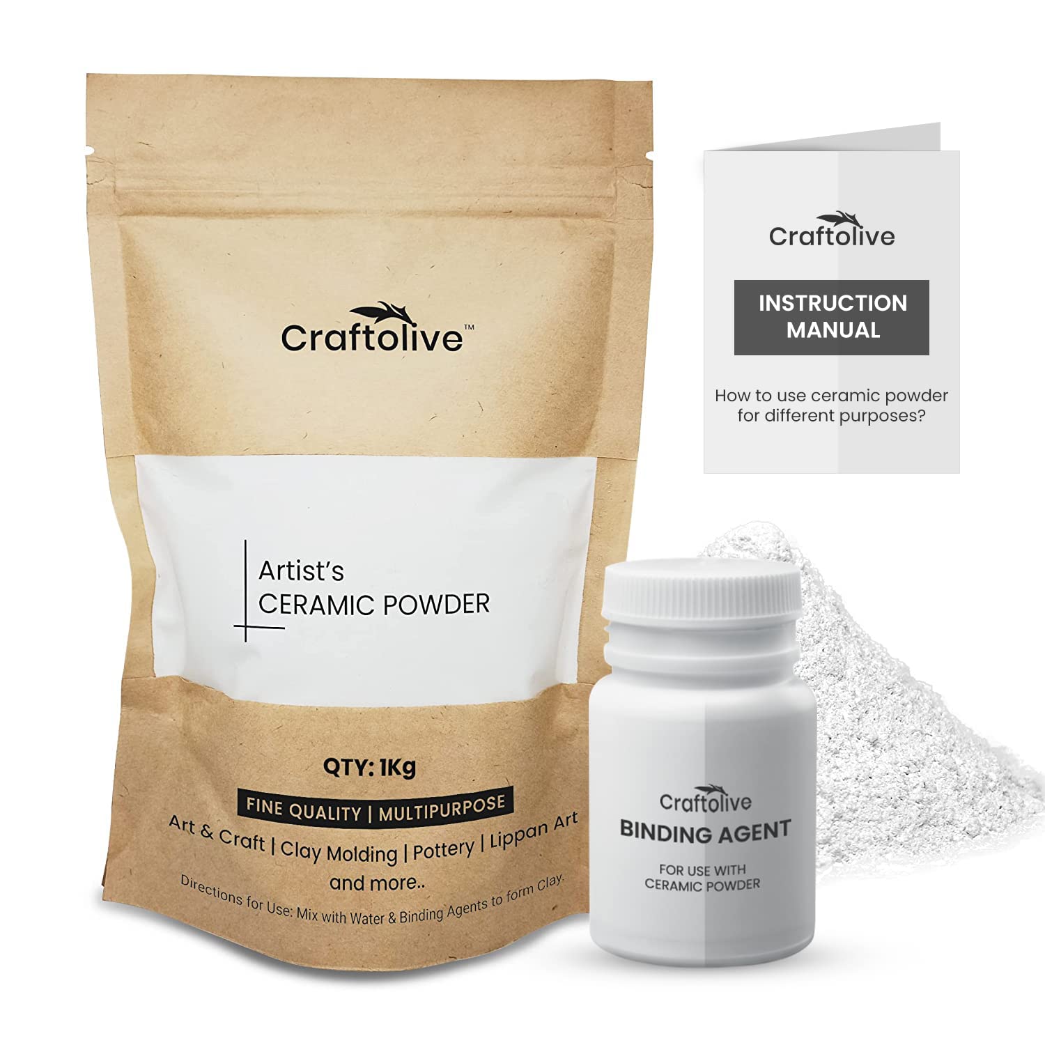 White Fine Quality Ceramic Powder for Art & Craft, DIY and Multipurpose 1 Kg