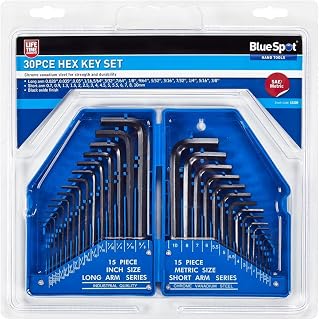 Blue Spot 15320 Metric and Imperial Hex Key Set (30 Pieces)