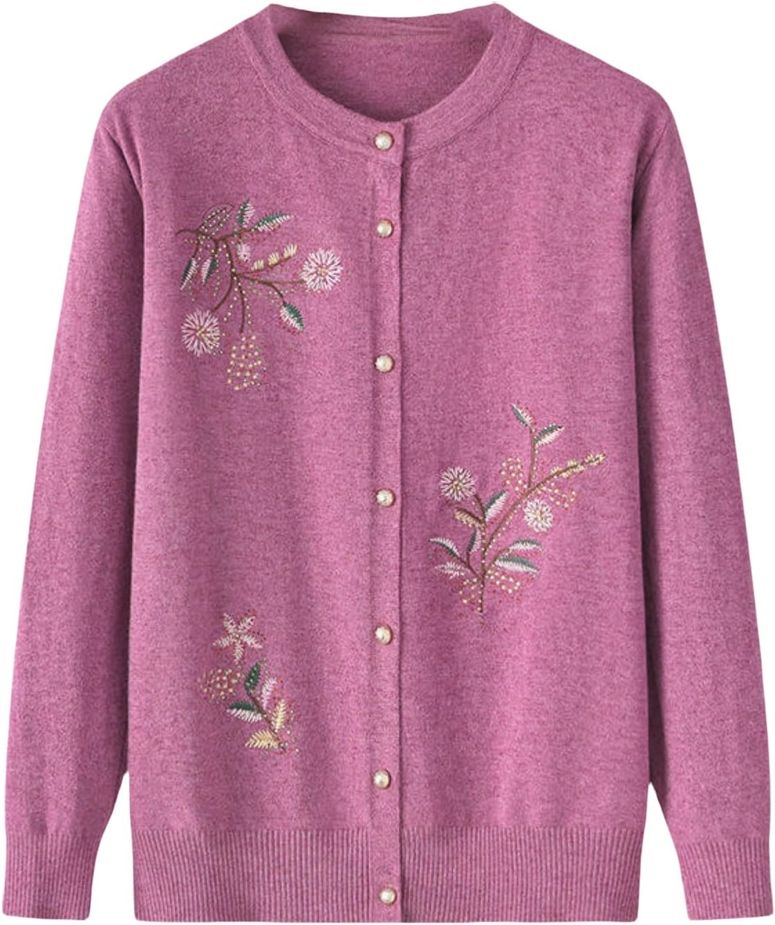 Elderly Women's Spring Autumn Knitwear Thin Sweater Cardigan