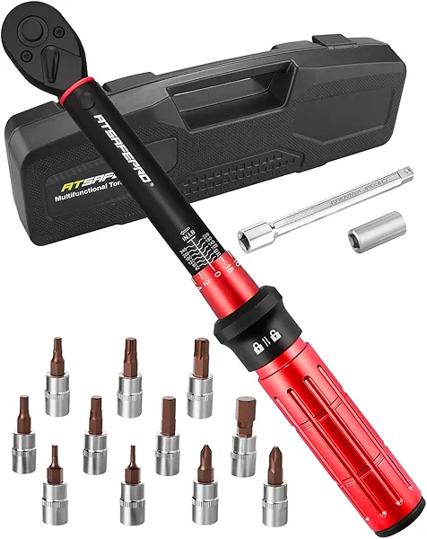 ATsafepro Inch Pound Torque Wrench-20-240 in.lb/2.3-27.1 Nm,1/4 Torque Wrench for Bike, Bicycle Maintenance,14-Piece Bike Torque Wrench Set,1/4 inch torque wrench-Dual Range Scales and Dual-Direction