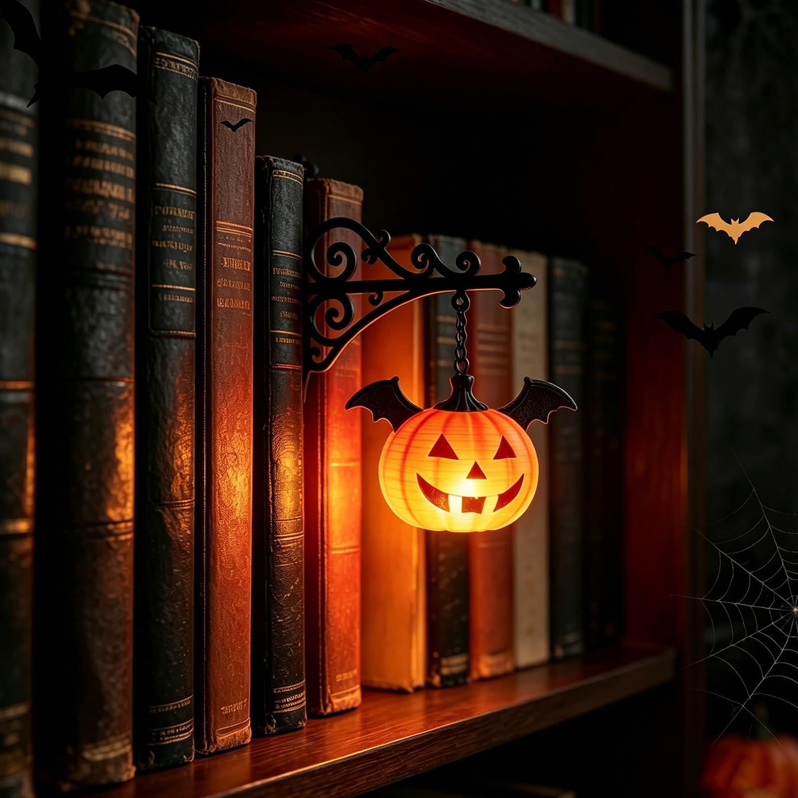 Nikyrme Ghost Bookshelf Lantern,Library Lantern-Decorative Bookshelf Lighting (A,1PC)