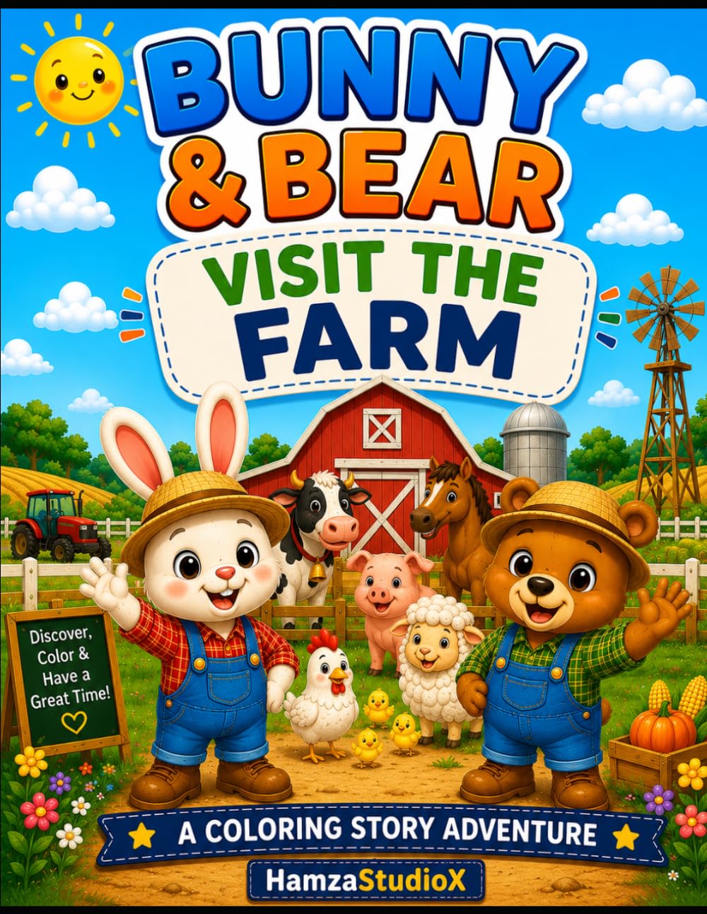 Bunny & Bear Visit The Farm: A Fun Coloring Story About Farm Animals, Friendship, and Adventure (Bunny & Bear Adventures)