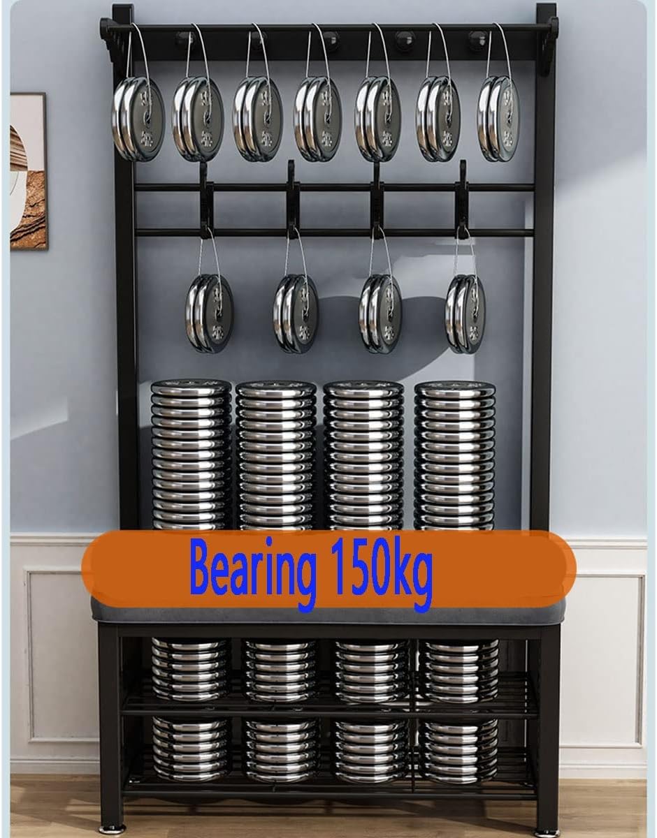 3-in-1 Hall Tree Coat Rack with Shoe Stool with Storage and Hooks for Home Bedroom Laundry Small Place Entryway (Color : White Gray, size : 100x33x172cm)