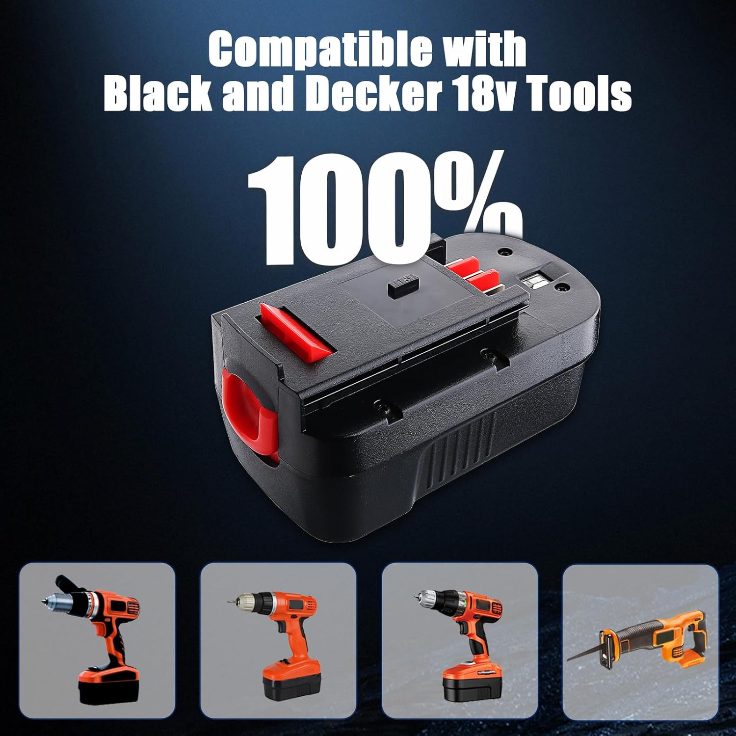 4.0Ah 18V Ni-Mh HPB18 Replacement for Black and Decker 18V Battery HPB18-OPE Compatible with Black and Decker 18 Volt Battery Firestorm Cordless Power Tools 244760-00 A1718 FSB18 (2-Pack) image 4 of 6 B00YGVPCG6