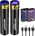 DARKBEAM UV Flashlight 365nm Light and 395nm Blacklight, Mini Powerful Woods Lamp USB-C Rechargeable, LED Ultraviolet Flashlights Pet Urine Detector for Rock, Uranium Glass, Resin Curing, 2 Pack