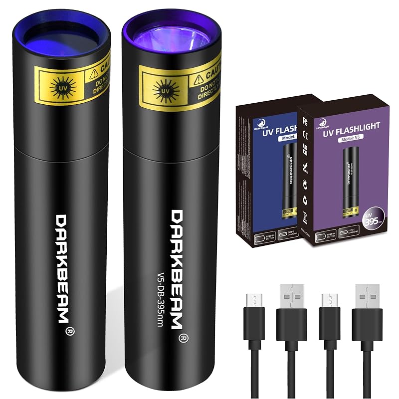 Lanterna UV para Detecção de Urina de Gatos DARKBEAM 365 nm e 395 nm, Recarregável, Pacote com 2