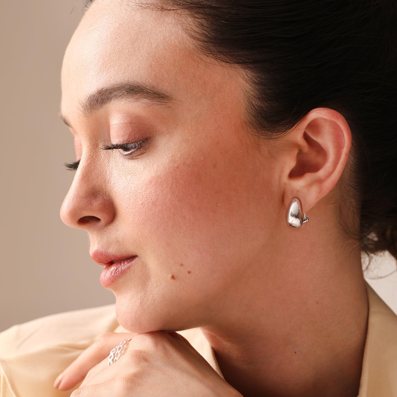 LeCalla 925 Sterling Silver Omega Back Earrings for Women | Clip-On Pierced Stud Earrings Gift for Her, Wife or Girlfriend | Classic Omega Back Stud Earrings Jewelry for Daily Wear or Special Occasions