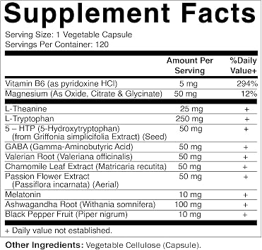 Vitamatic Melatonin 60mg with B6, Magnesium, L-Theanine, L-Tryptophan, 5-HTP, GABA, Valerian, Chamomile, Passion Flower, Ashwagandha & Black Pepper