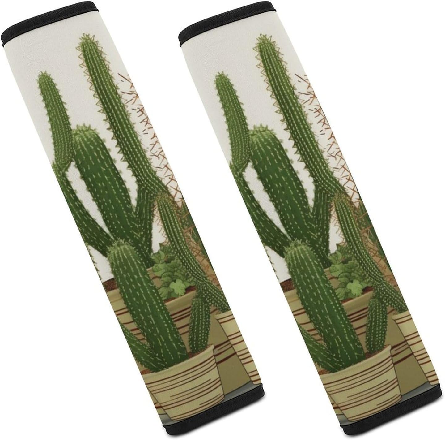 2 PCS Super Soft Car Seat Belt Pad, Cute Cactus Tropical Plant Printed Waterproof Sweat-Absorbing Seat Belt Covers Backpack Shoulder Pad for All Car Seats Baby Strollers