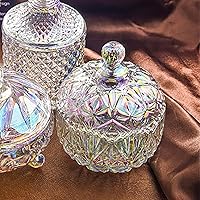 Vista 93 de Colorful Crystal Glass Candy Snack Barrel Storage Jar Embossed Luxury Cookie Buffet Canister With Lids Jewelry Box Jar Biscuit Containers