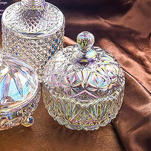 Vista 93 de Colorful Crystal Glass Candy Snack Barrel Storage Jar Embossed Luxury Cookie Buffet Canister With Lids Jewelry Box Jar Biscuit Containers