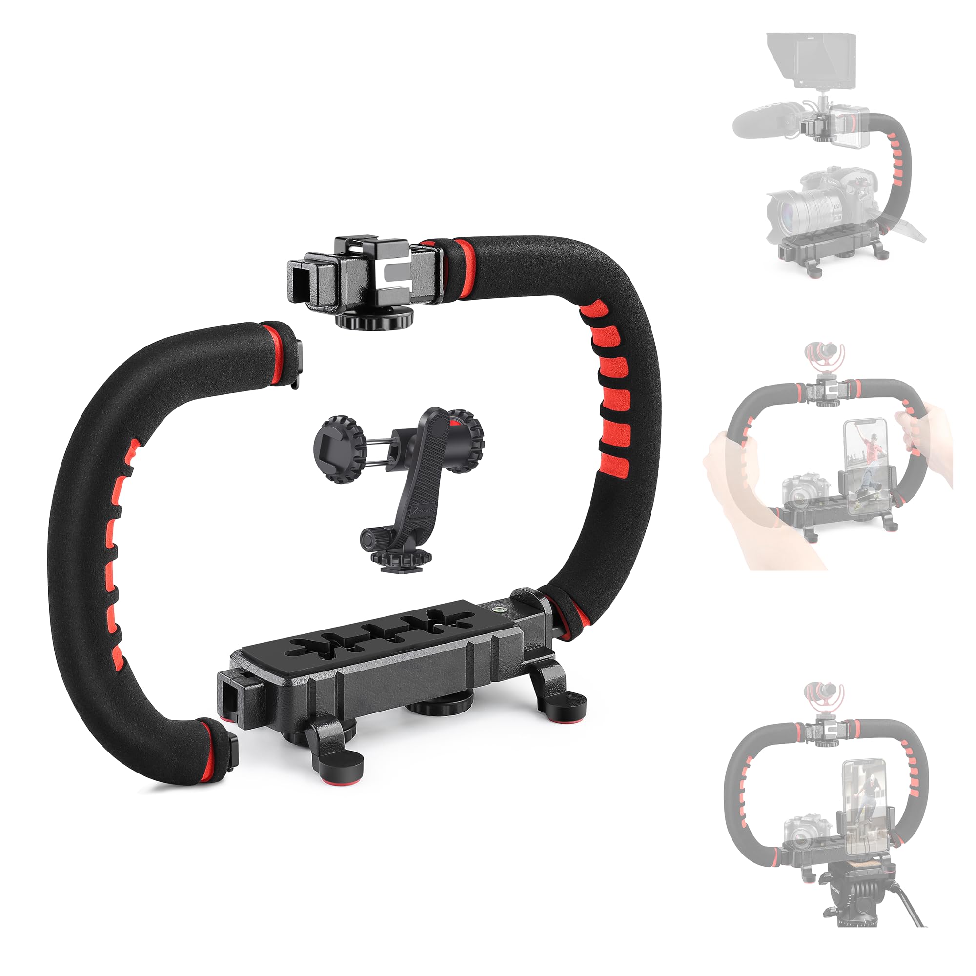 Zeadio Camera Smartphone Stabilizer, Handle Grip Handheld Video Rig, Compatibility with All Camera, Camcorder, Action Camera, DSLR and for All iPhone