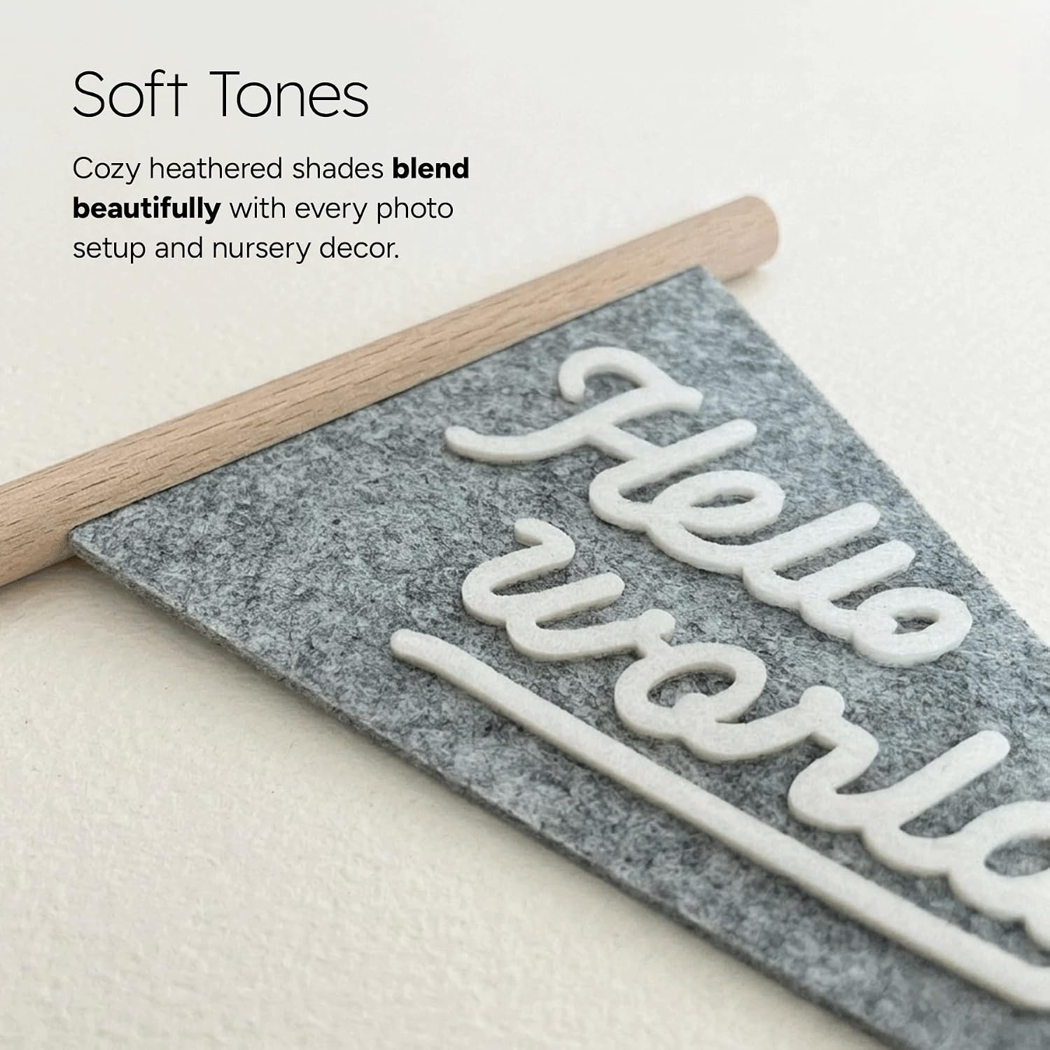 Baby Monthly Milestone Pennant Flag Signs with Gift Packaging | Pennant Nursery Room Wall Shelf Dercor | Natural Wood and Soft Felt | Woodland First Year Photo Props, Birth Announcement, Baby Shower, Newborn Gift, Pregnancy Journey | Month Marker Set for Photoshoot (Grey)
