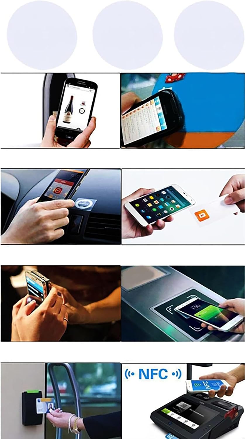 LETRADEJP TAG215 NFC 태그 빈 NFC 동전 모양 카드 흰색 PVC 방수 카드 직경 25MM 라운드 카드 작동 TAGMO  호환 모든 NFC 휴대폰 및 장비 TAGMO 호환 IPHONE