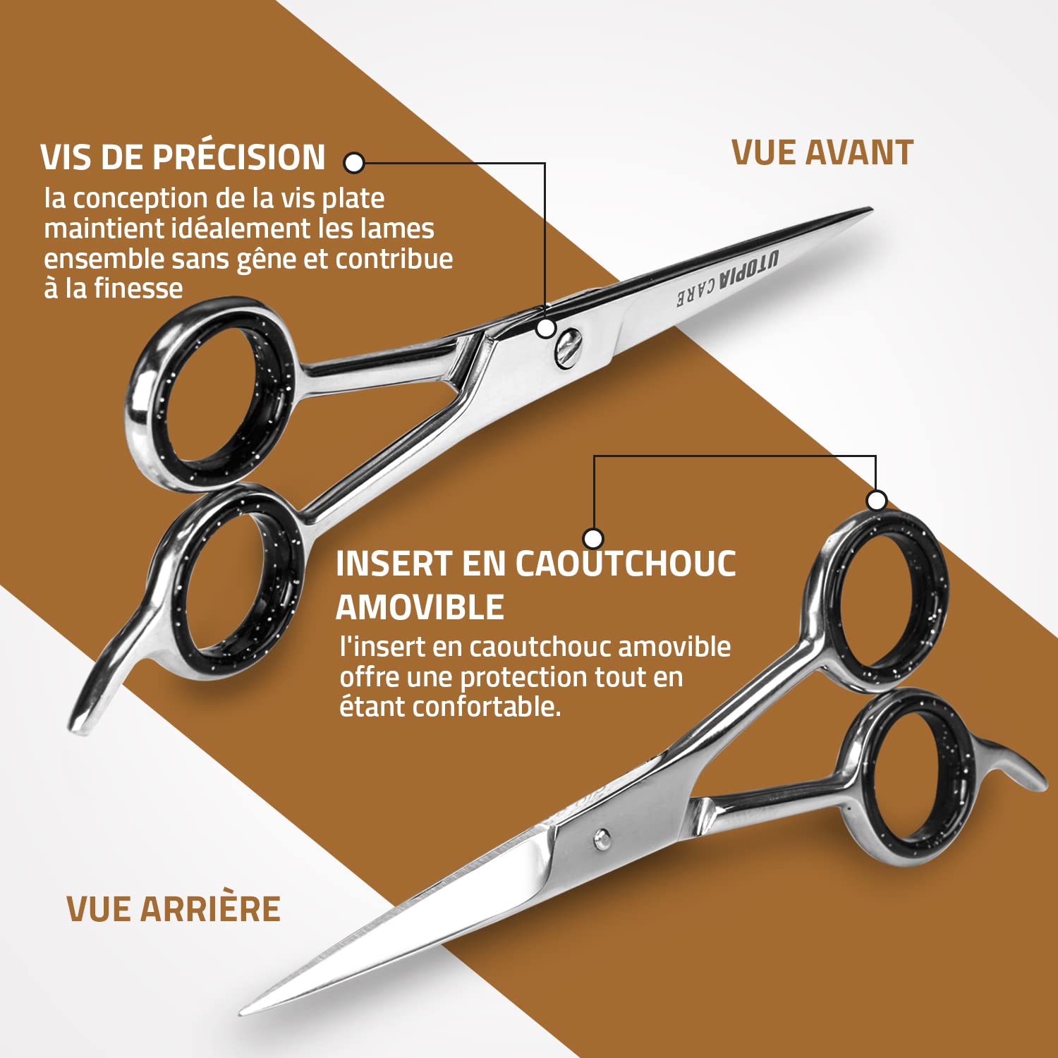 Utopia Care ciseaux coiffure professionnel, ciseaux desepaississant cheveux coiffure cheveux acier inoxydable pour hommes et femmes (6,5 pouces, argenté)