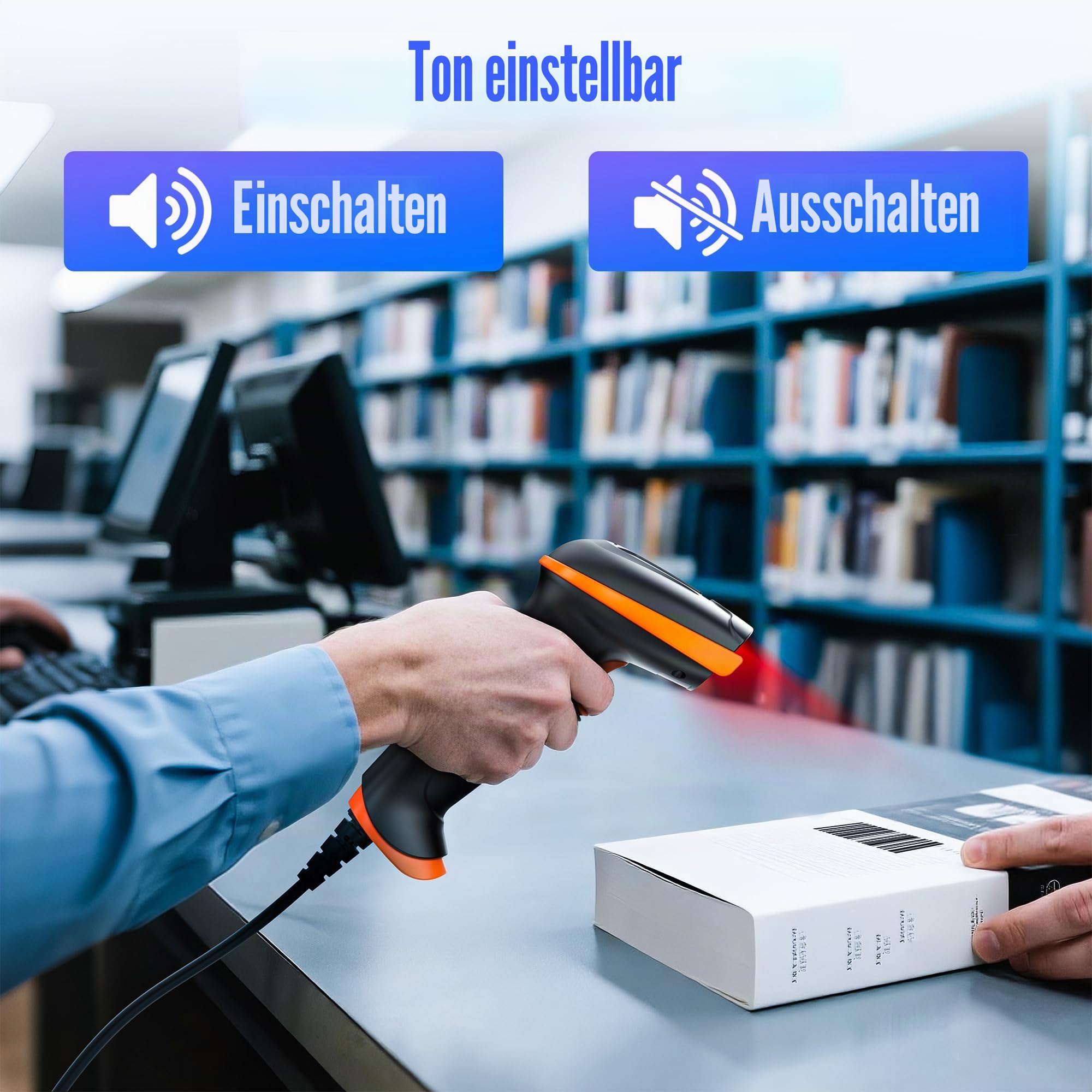 Tera Barcode Scanner 1D 2D QR Wired Handscanner Kabelgebundenes CMOS-Barcode-Lesegerät mit Stoßfest Wasserdicht IP65 Ergonomischer Griff 300,000-Pixel-Kamera und USB-Kabel, Plug&Play, D5100Y
