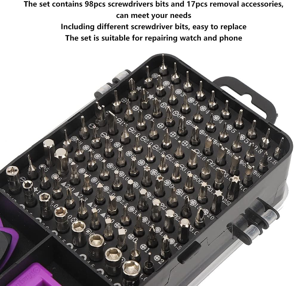 115 in 1 Precision Screwdriver Set, Computer Repair Kit, Multifunctional Watch Phone Repairing Removal Hand Tool, with Box, for Repairing Watch and Phone()