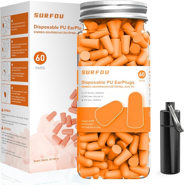 SURFOU tapones para dormir, 60 pares, mandarina – Imagen 1