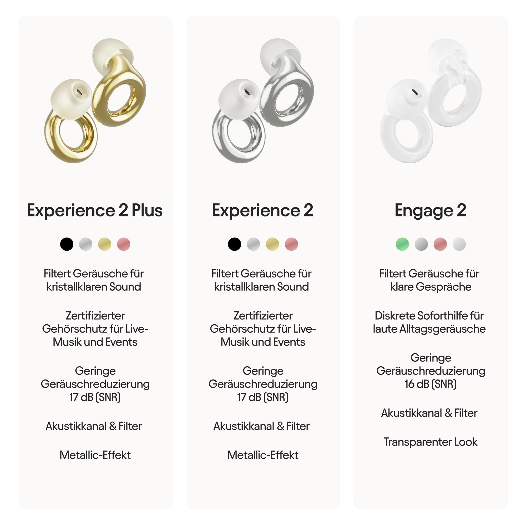 Loop Experience 2 Plus Ohrstöpsel – Zertifizierter Gehörschutz für Konzerte & Festivals, Live-Events, Sport, DJs und Nachtschwärmer – geräuschreduzierende Hi-Fi-Ohrstöpsel | SNR 17 dB
